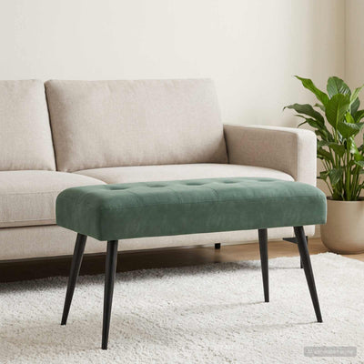 Bænk med knap tufting Havgrøn 80 x 40 x 46 cm Fløjl
