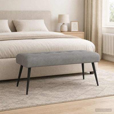 Bænk med knap tufting Lysegrå 110 x 40 x 46 cm Fløjl