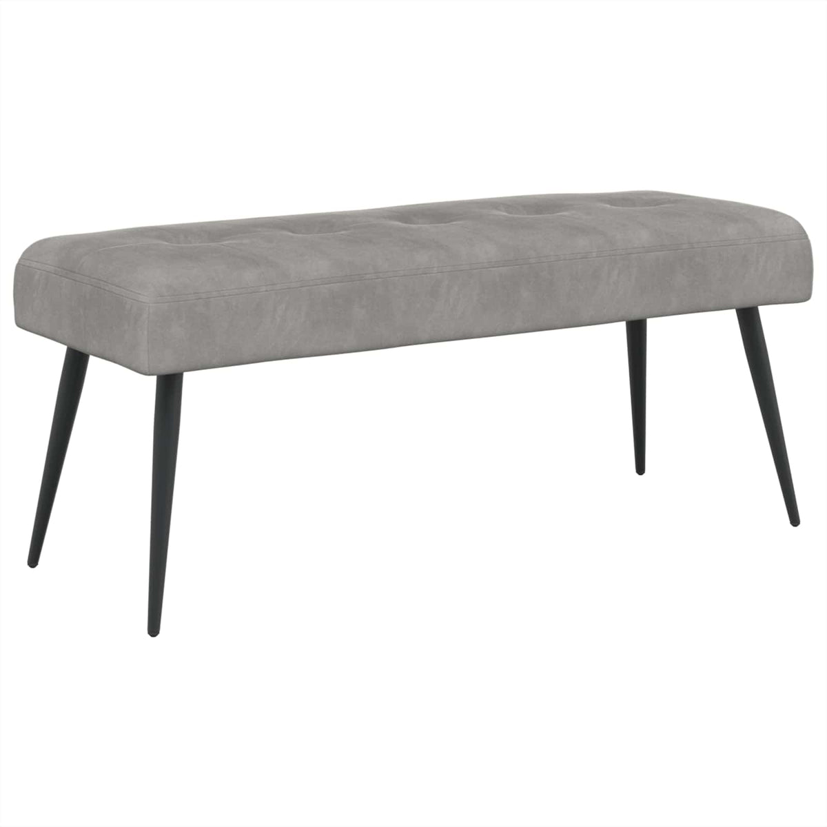 Bænk med knap tufting Lysegrå 110 x 40 x 46 cm Fløjl