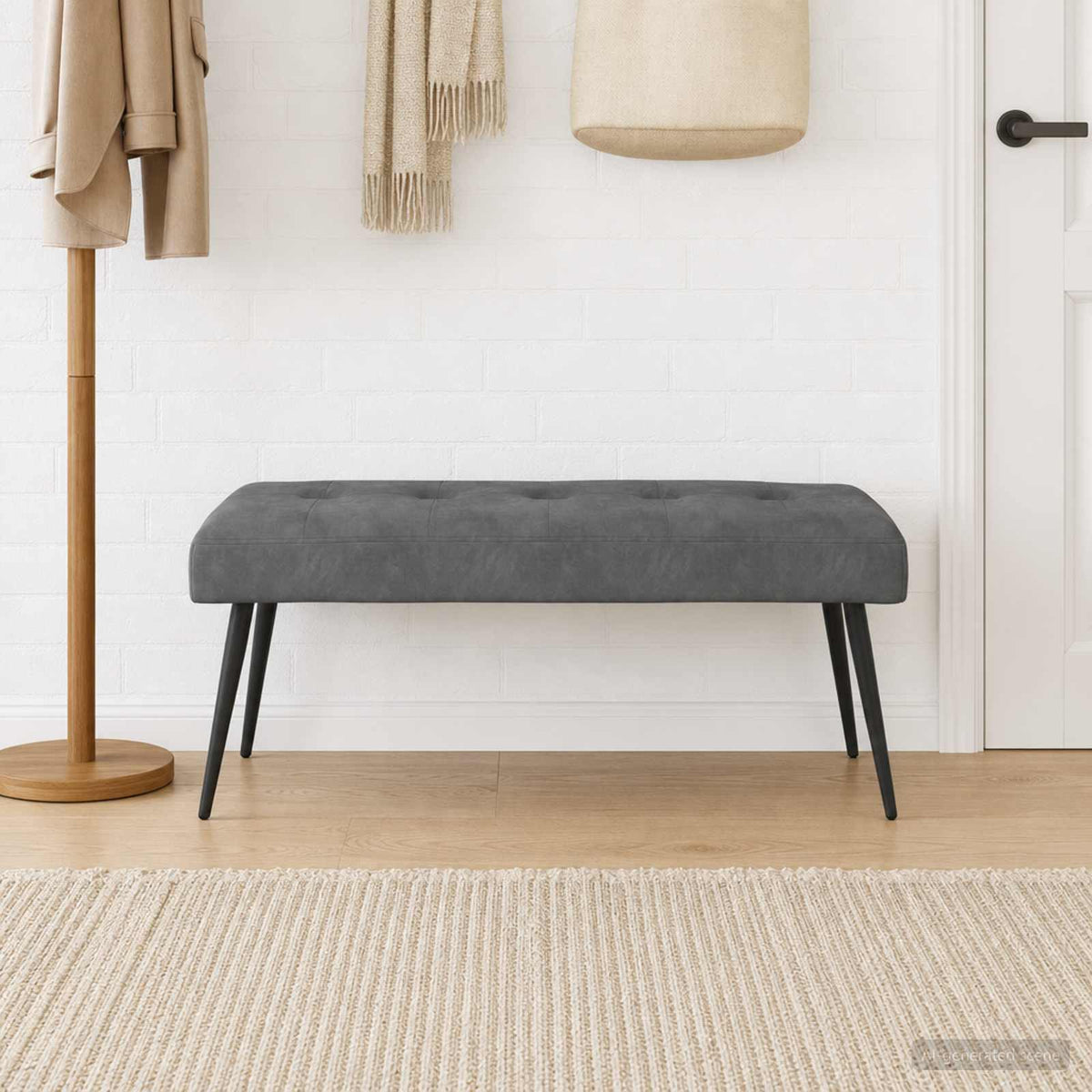 Bænk med knap tufting Mørkegrå 110 x 40 x 46 cm Fløjl