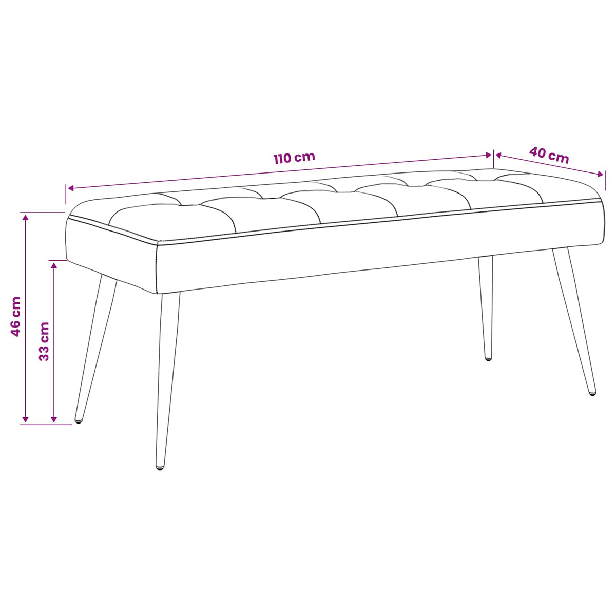 Bænk med knap tufting Mørkegrøn 110 x 40 x 46 cm Fløjl