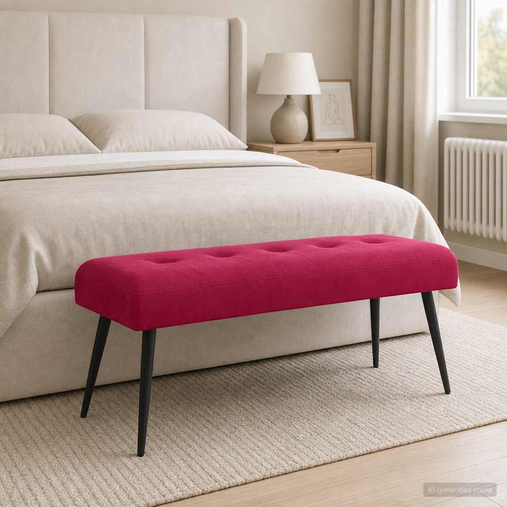 Bænk med knap tufting Vinrød 110 x 40 x 46 cm Fløjl