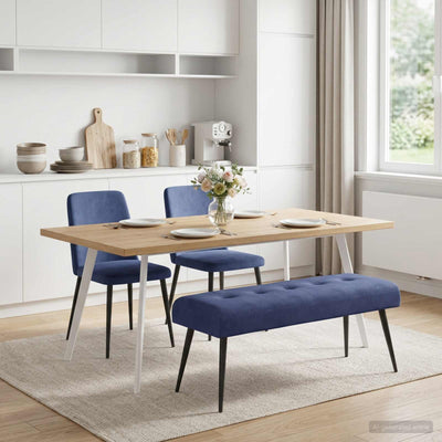 Bænk med knap tufting Politi blå 110 x 40 x 46 cm Fløjl