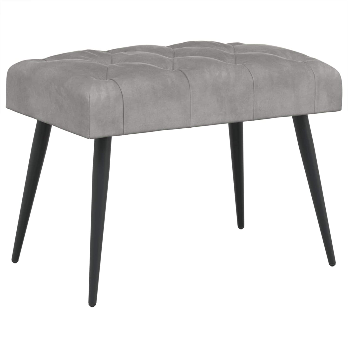 Bænk med knap tufting Lysegrå 60 x 40 x 45 cm Fløjl