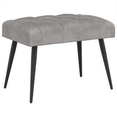 Bænk med knap tufting Lysegrå 60 x 40 x 45 cm Fløjl