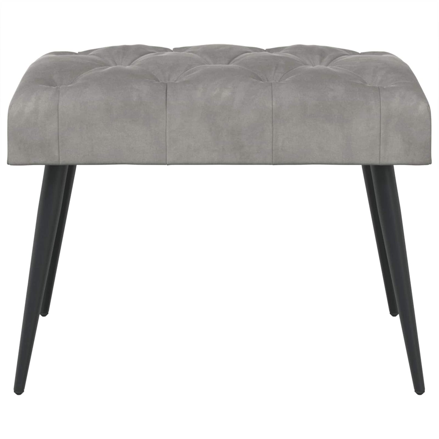 Bænk med knap tufting Lysegrå 60 x 40 x 45 cm Fløjl