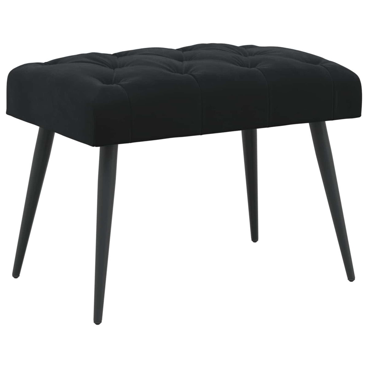 Bænk med knap tufting Sort 60 x 40 x 45 cm Fløjl