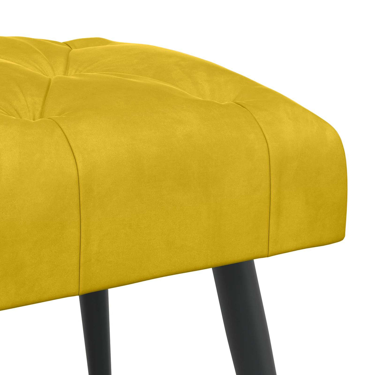 Bænk med knap tufting Gul 60 x 40 x 45 cm Fløjl