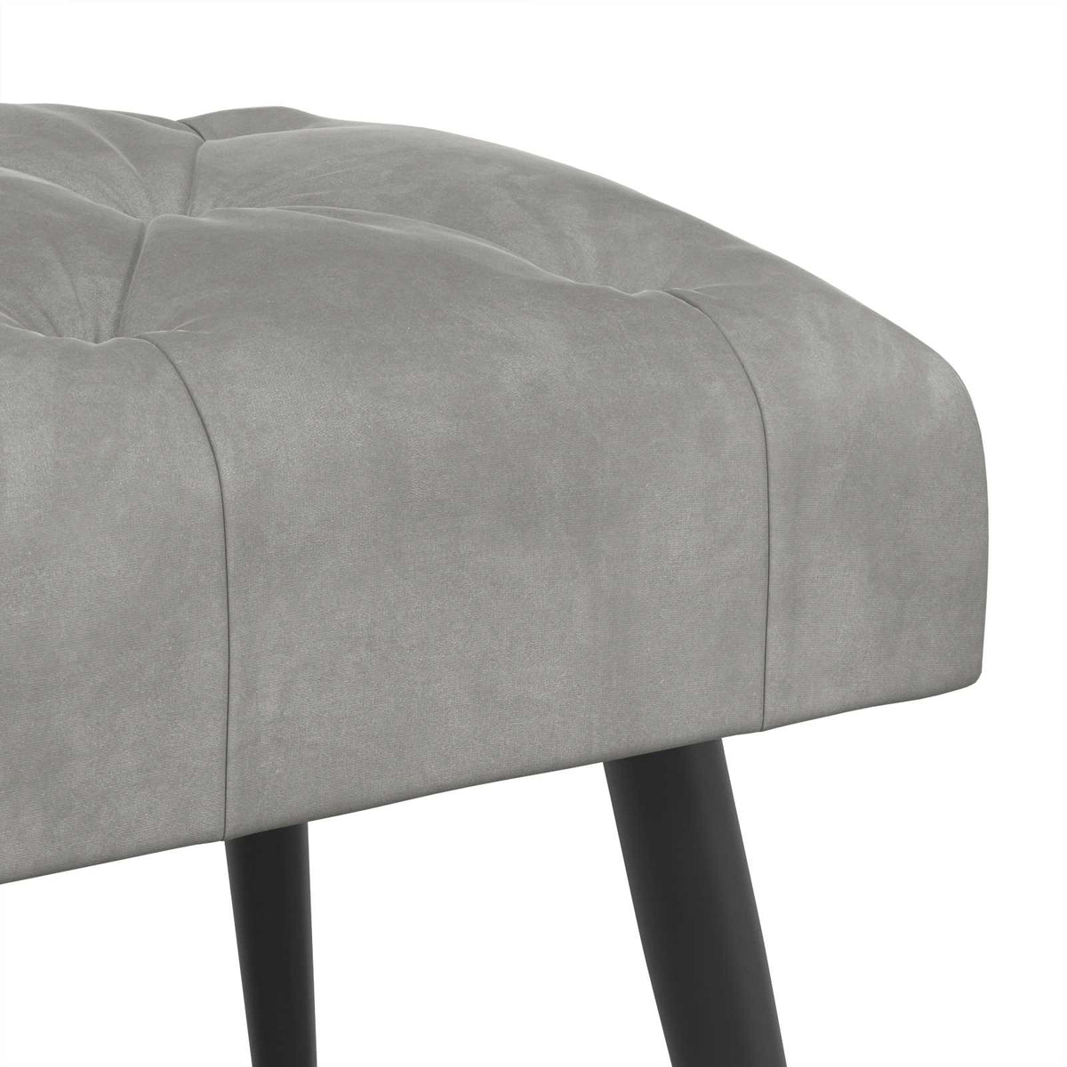 Bænk med knap tufting Lysegrå 80 x 40 x 46 cm Fløjl