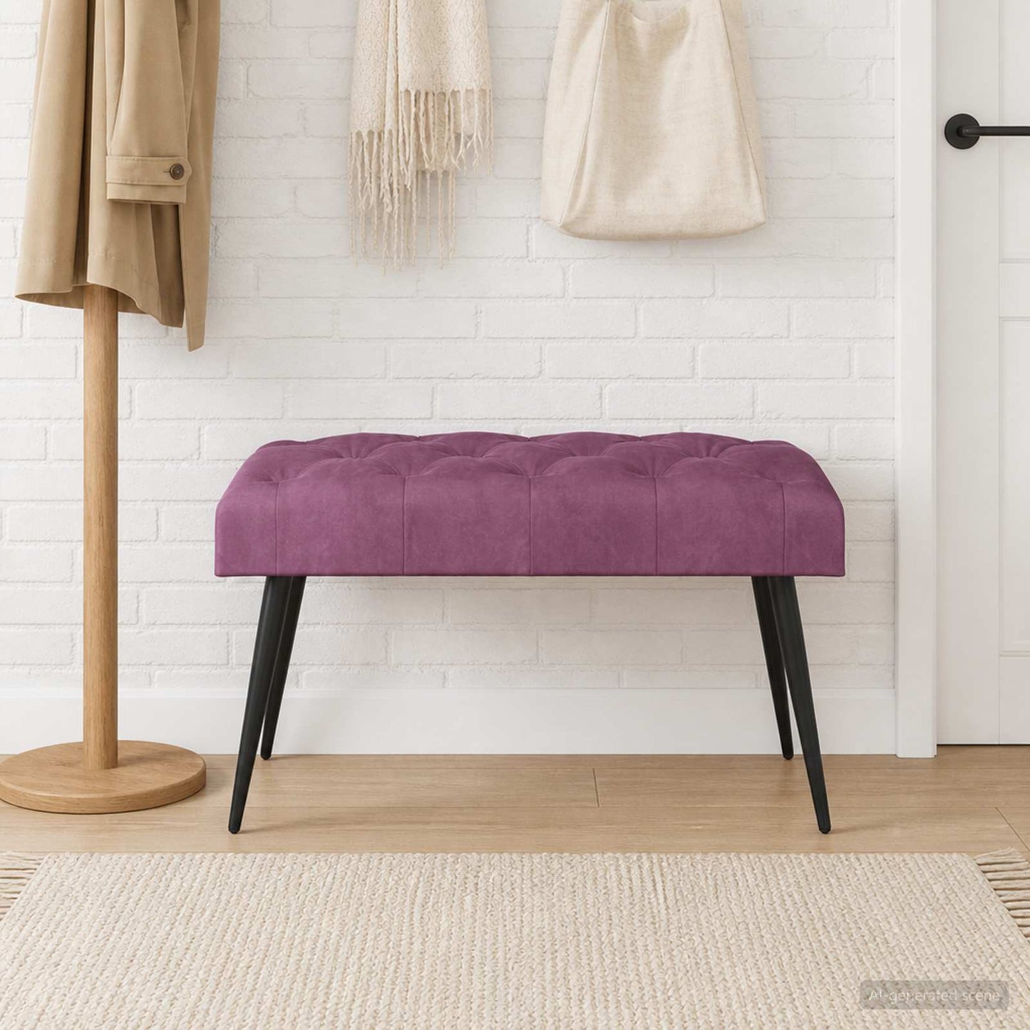 Bænk med knap tufting Lilla 80 x 40 x 46 cm Fløjl
