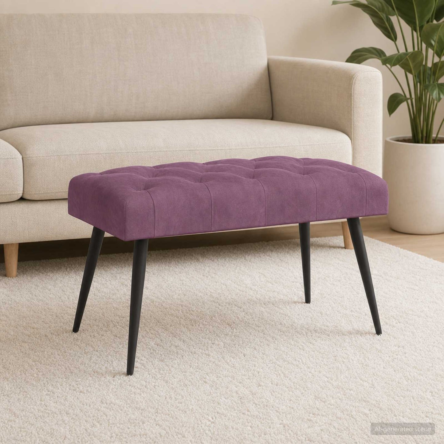 Bænk med knap tufting Lilla 80 x 40 x 46 cm Fløjl