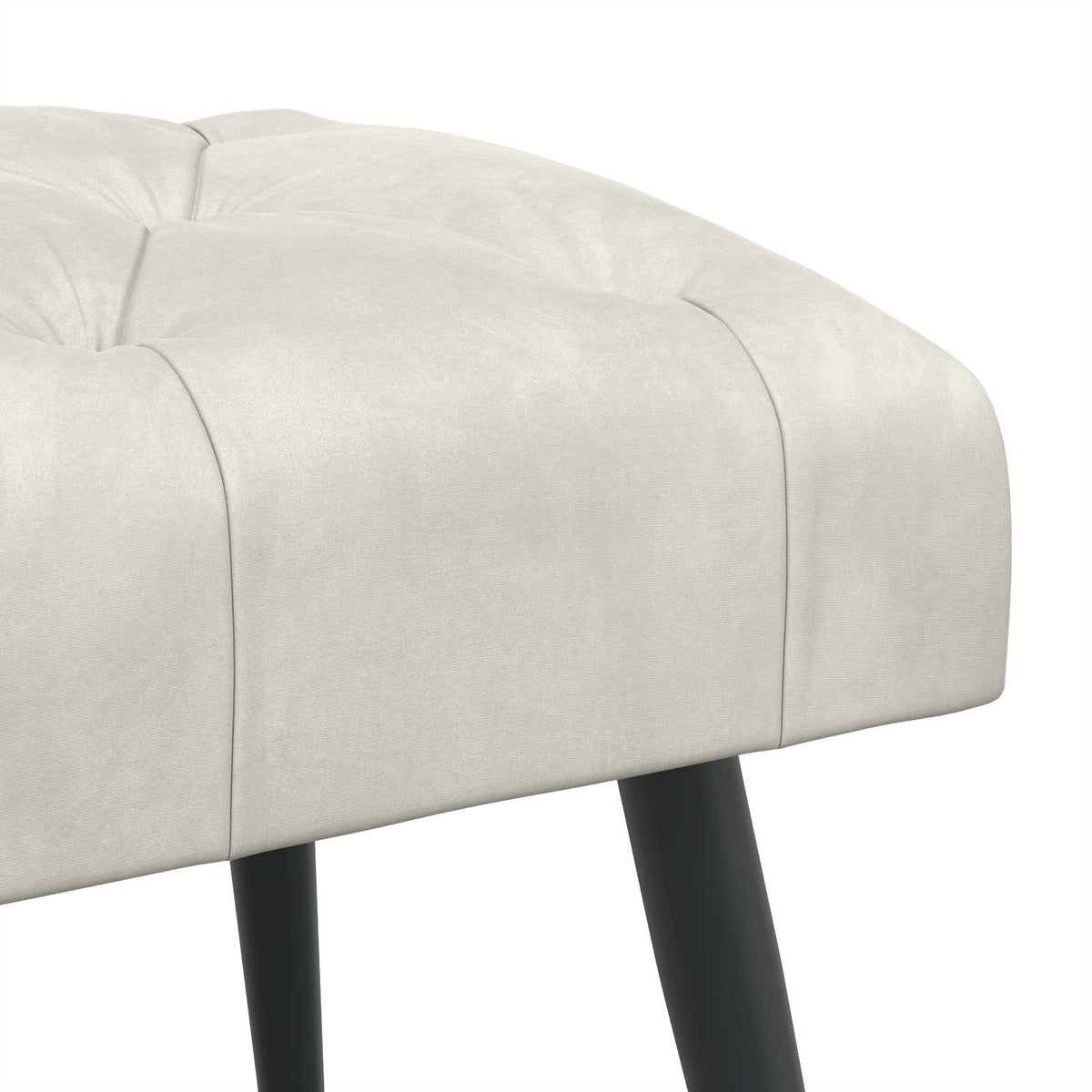 Bænk med knap tufting Cremefarvet 110 x 40 x 46 cm Fløjl