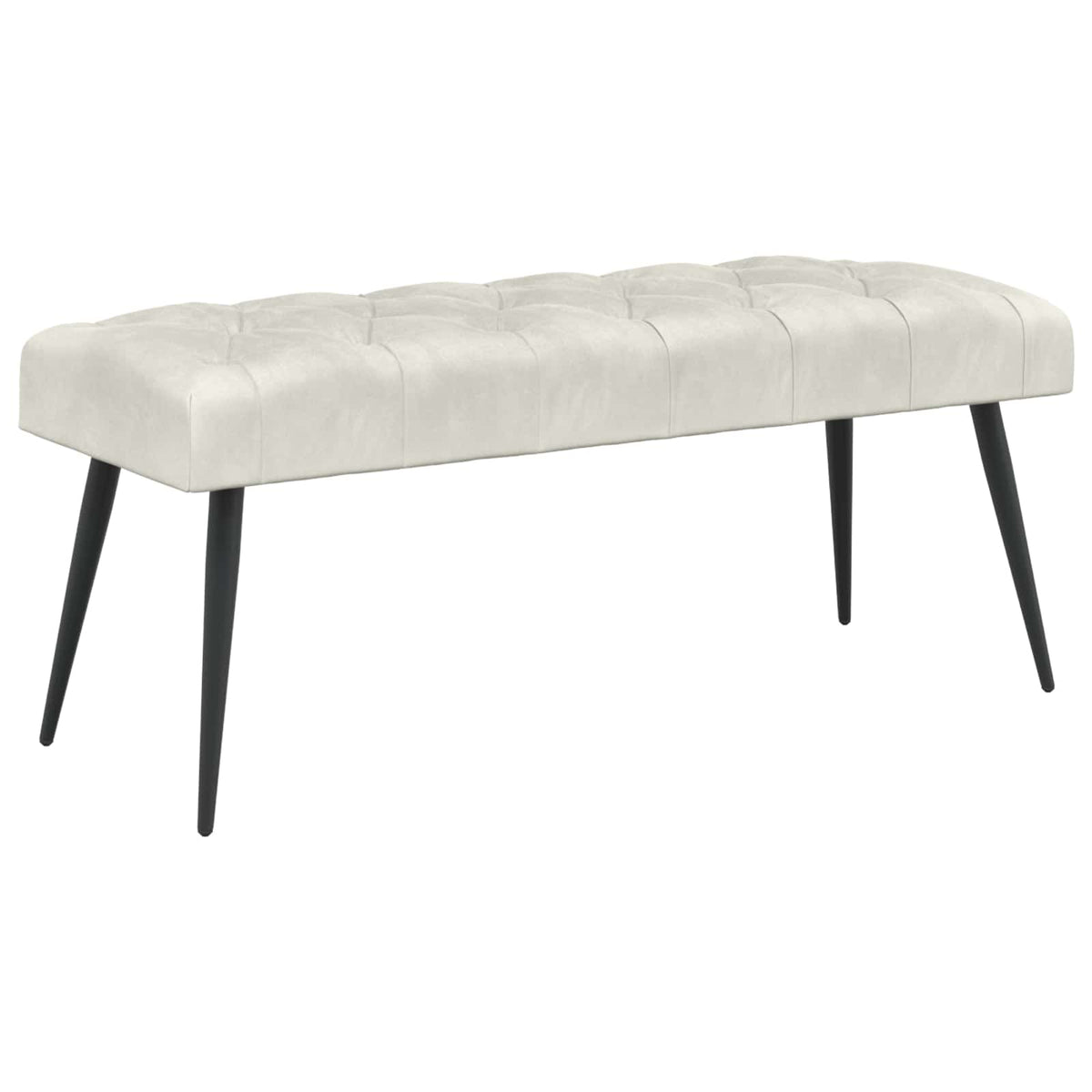 Bænk med knap tufting Cremefarvet 110 x 40 x 46 cm Fløjl