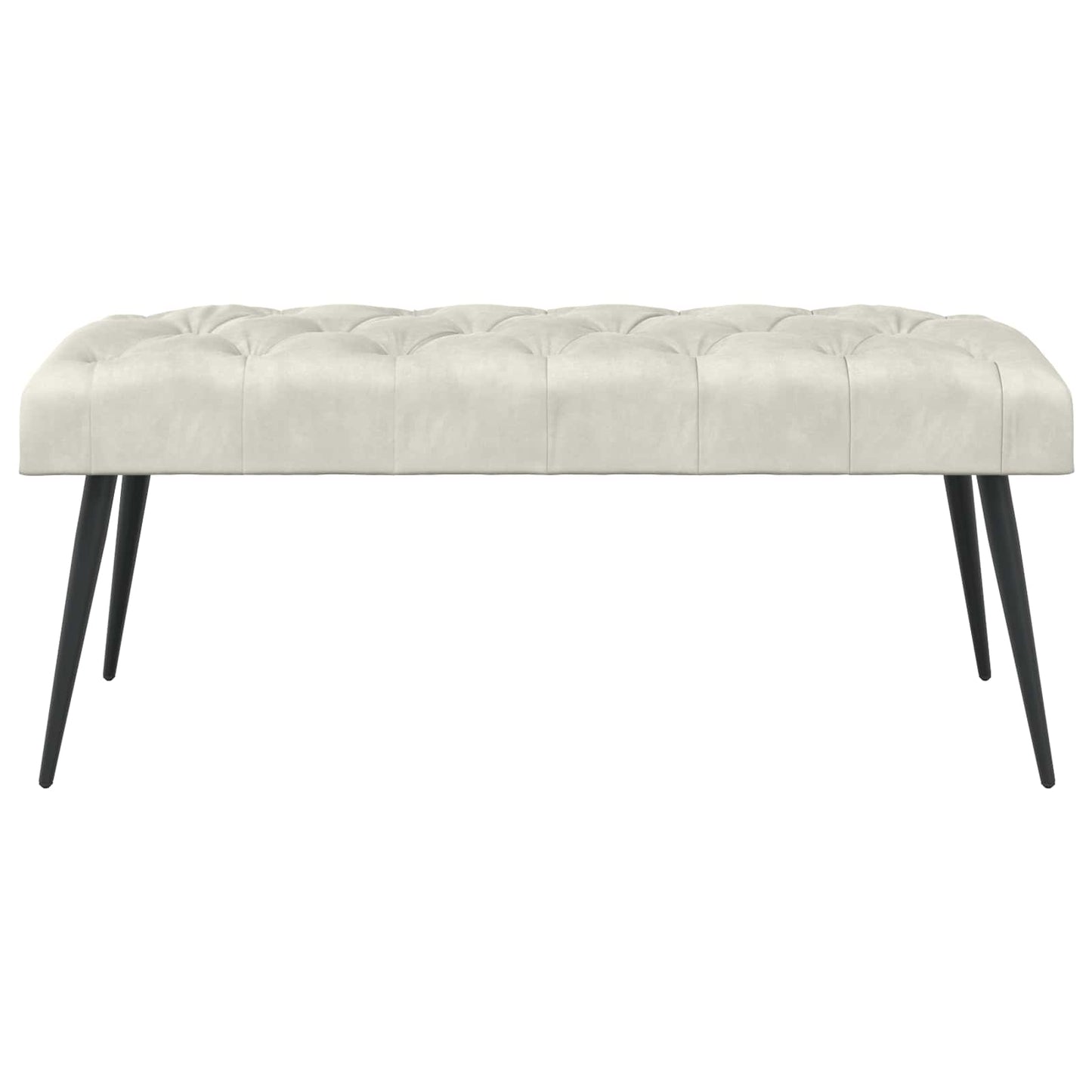 Bænk med knap tufting Cremefarvet 110 x 40 x 46 cm Fløjl