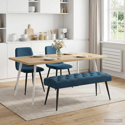 Bænk med knap tufting Blå 110 x 40 x 46 cm Fløjl