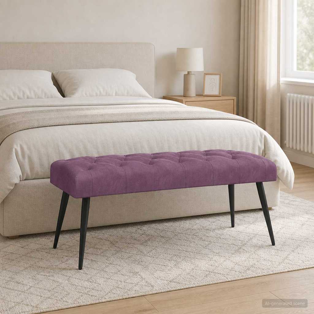 Bænk med knap tufting Lilla 110 x 40 x 46 cm Fløjl