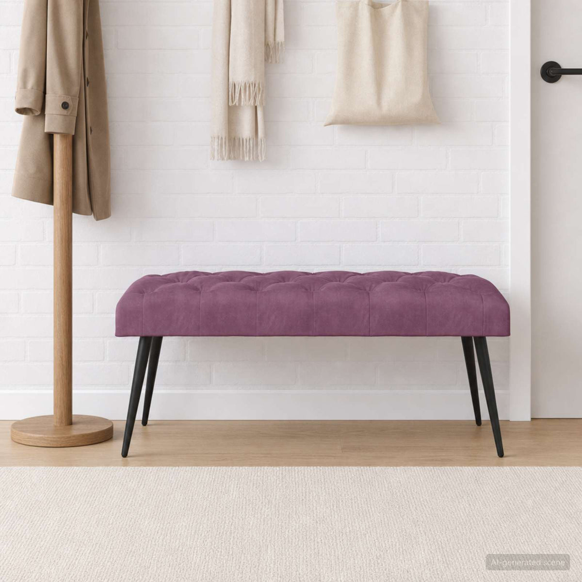 Bænk med knap tufting Lilla 110 x 40 x 46 cm Fløjl