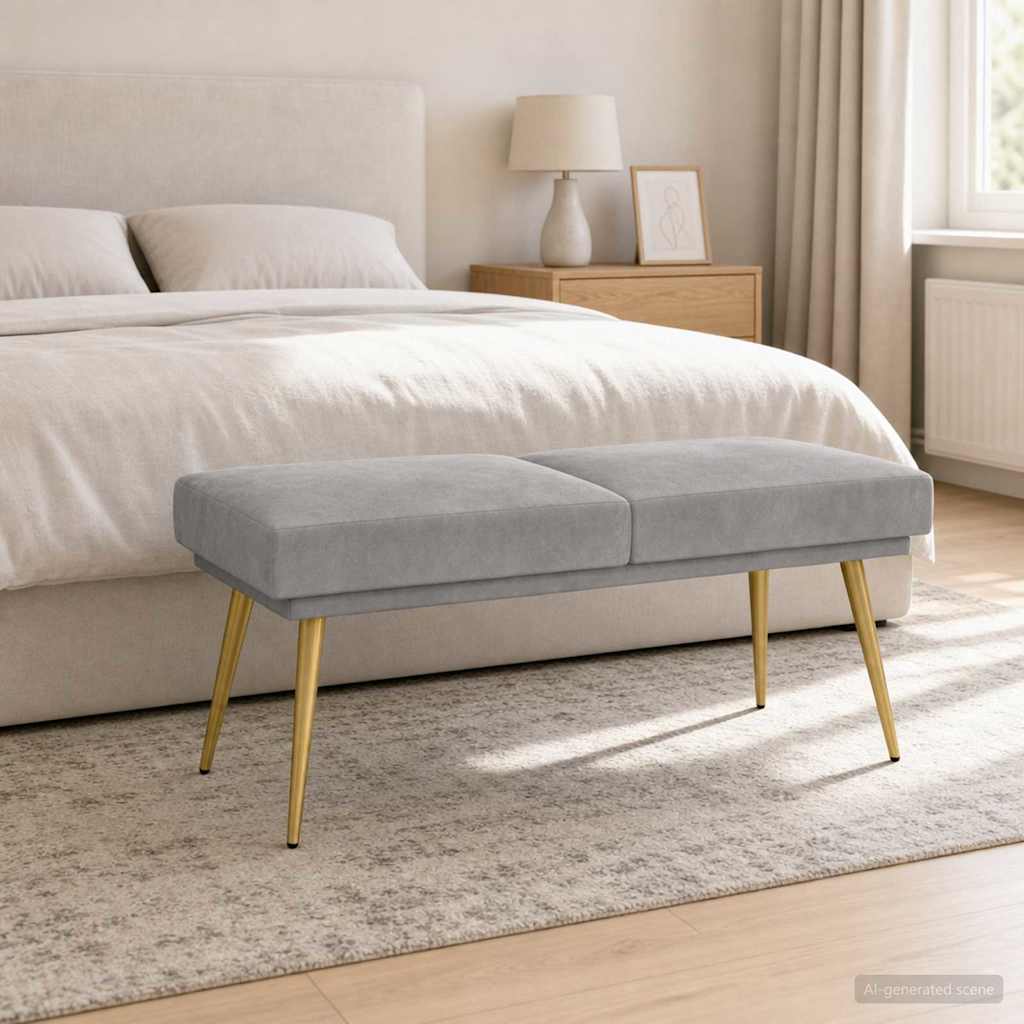 Dobbeltlagret bænk Lysegrå 120 x 45 x 46 cm Fløjl