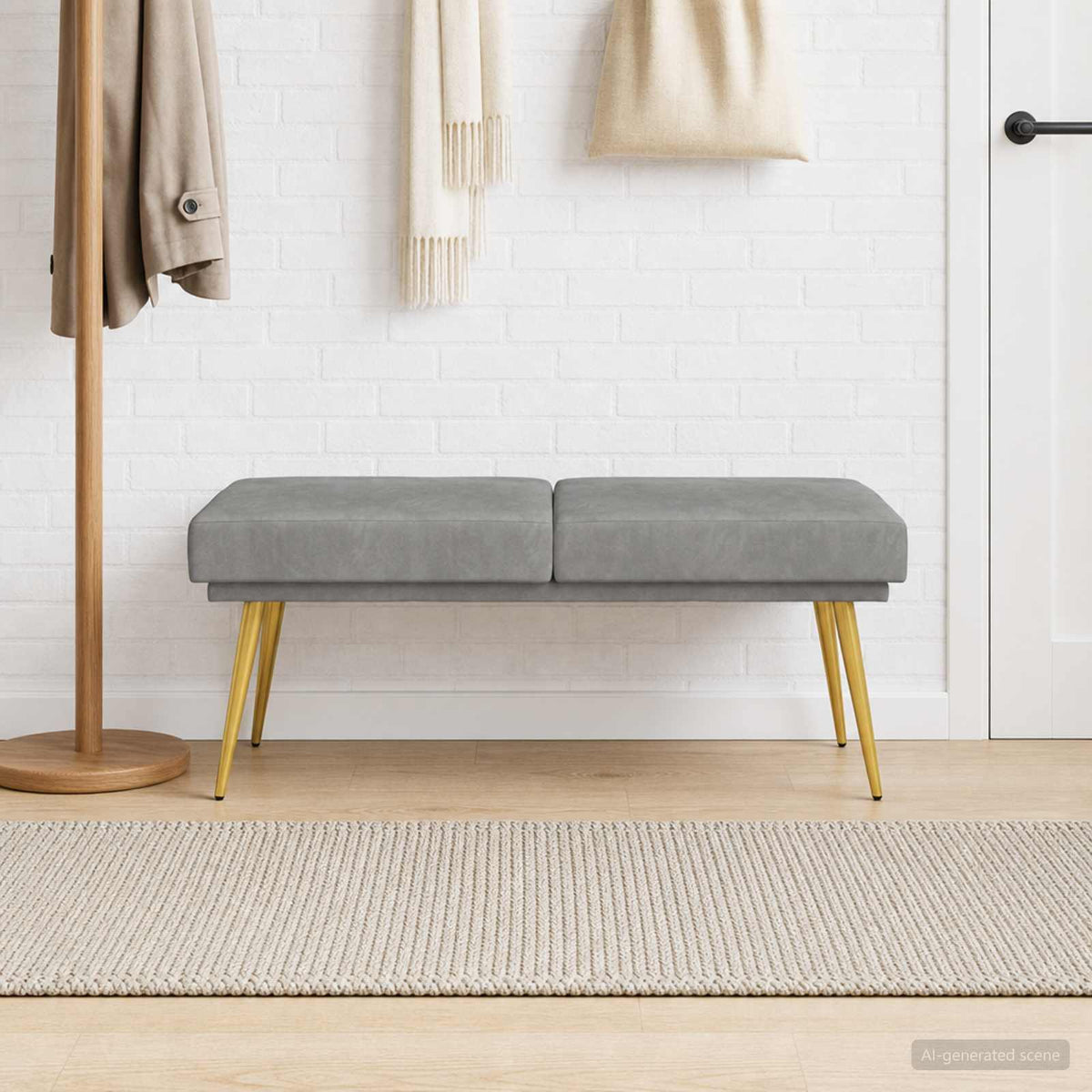 Dobbeltlagret bænk Lysegrå 120 x 45 x 46 cm Fløjl