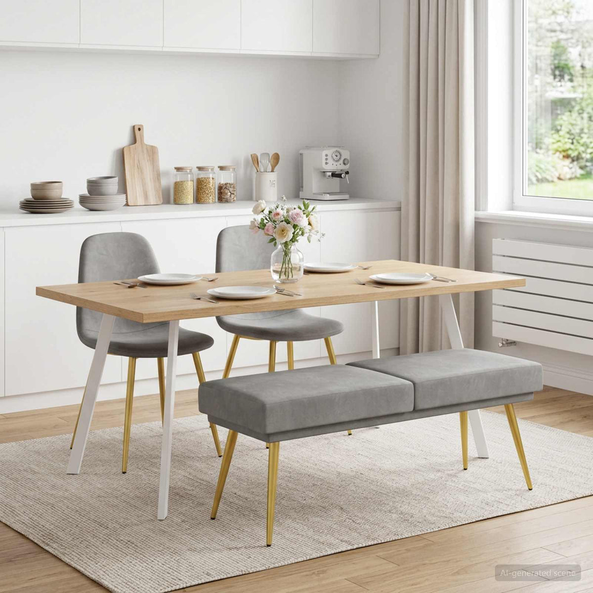 Dobbeltlagret bænk Lysegrå 120 x 45 x 46 cm Fløjl
