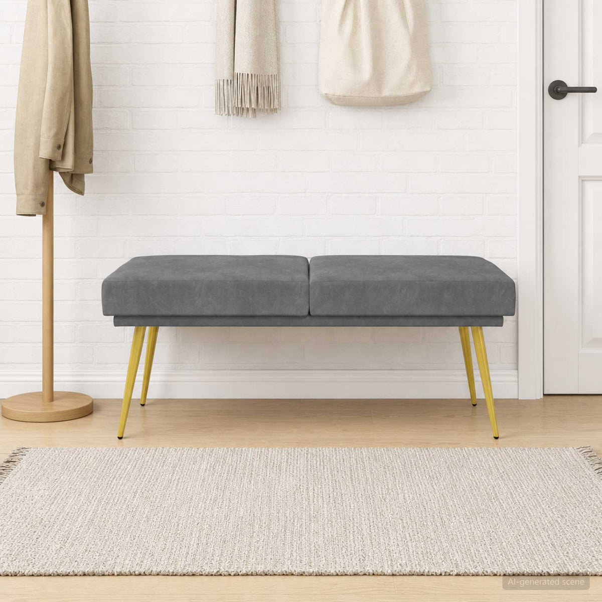 Dobbeltlagret bænk Mørkegrå 120 x 45 x 46 cm Fløjl