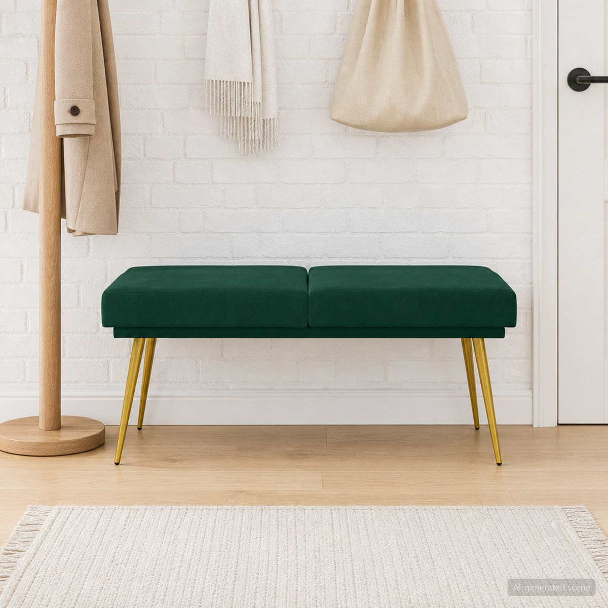 Dobbeltlagret bænk Mørkegrøn 120 x 45 x 46 cm Fløjl