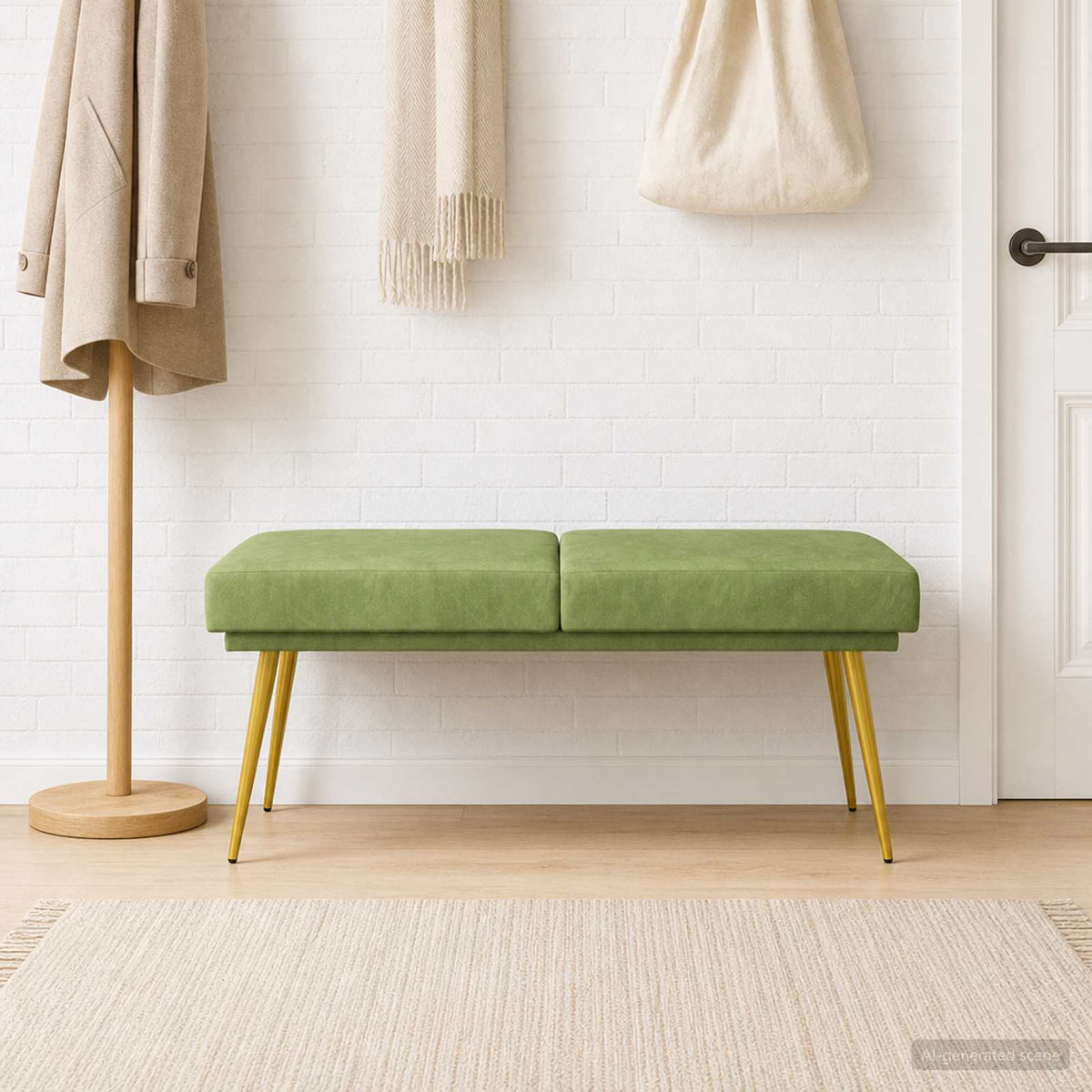 Dobbeltlagret bænk Lys grøn 120 x 45 x 46 cm Fløjl