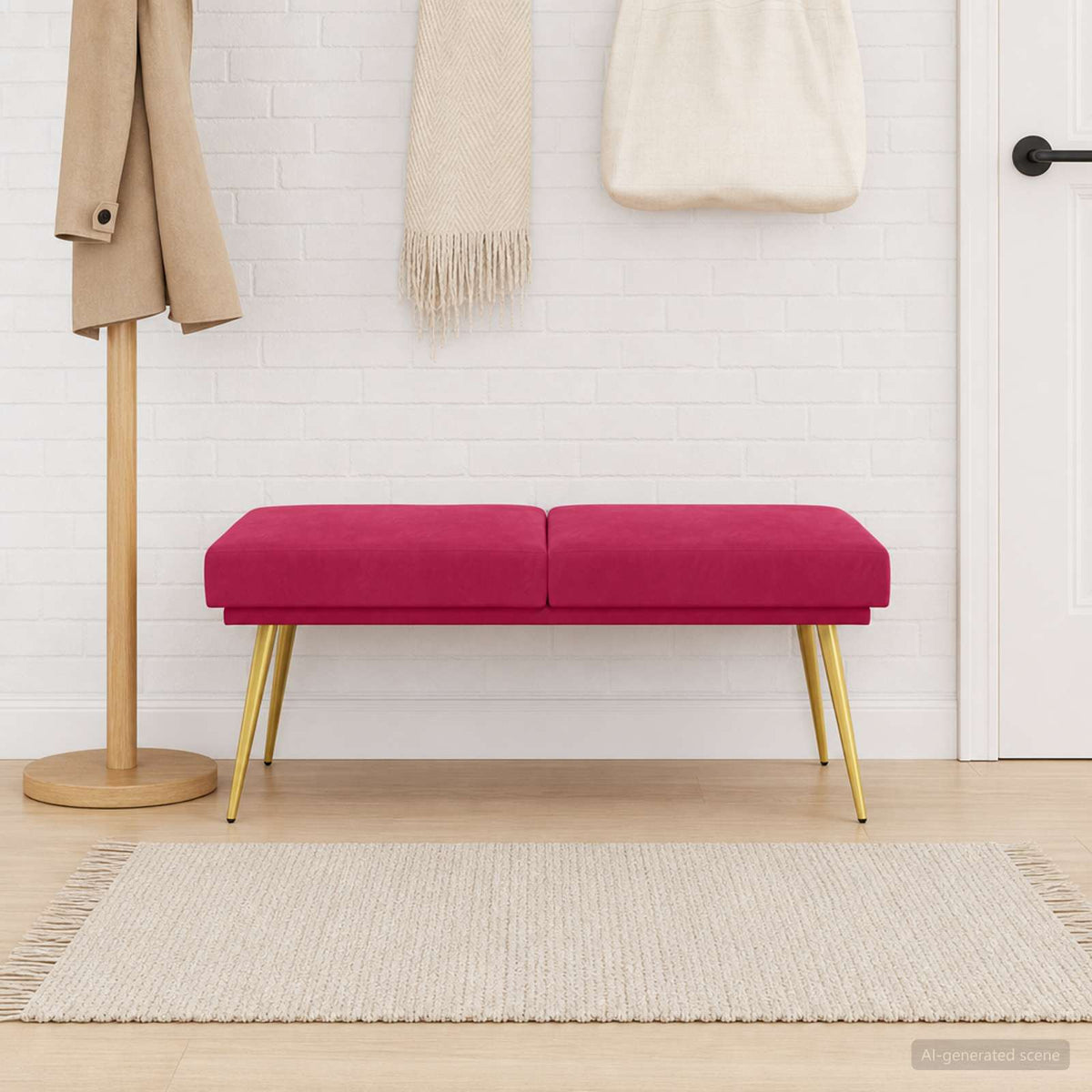 Dobbeltlagret bænk Vinrød 120 x 45 x 46 cm Fløjl
