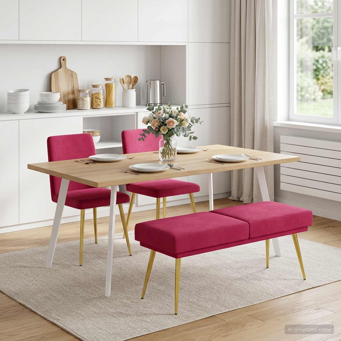 Dobbeltlagret bænk Vinrød 120 x 45 x 46 cm Fløjl