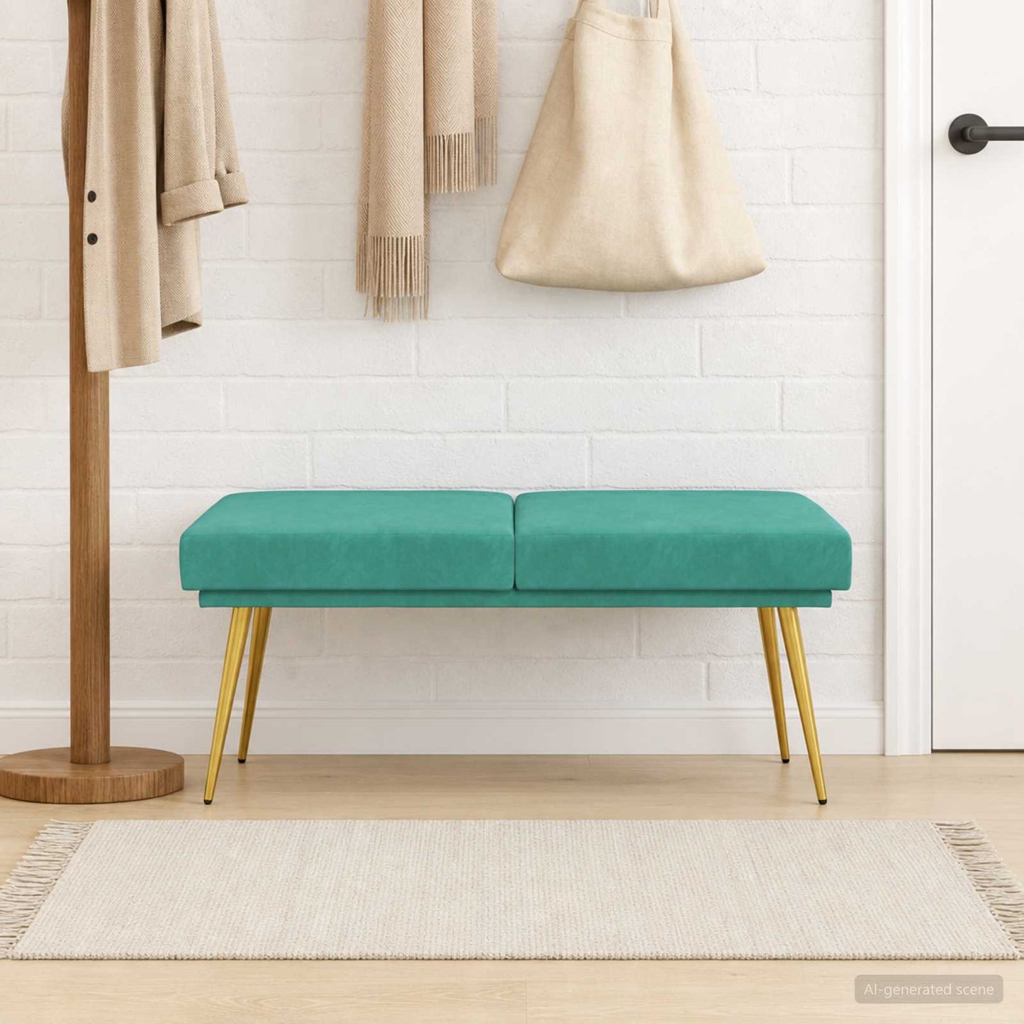 Dobbeltlagret bænk Turkis 120 x 45 x 46 cm Fløjl