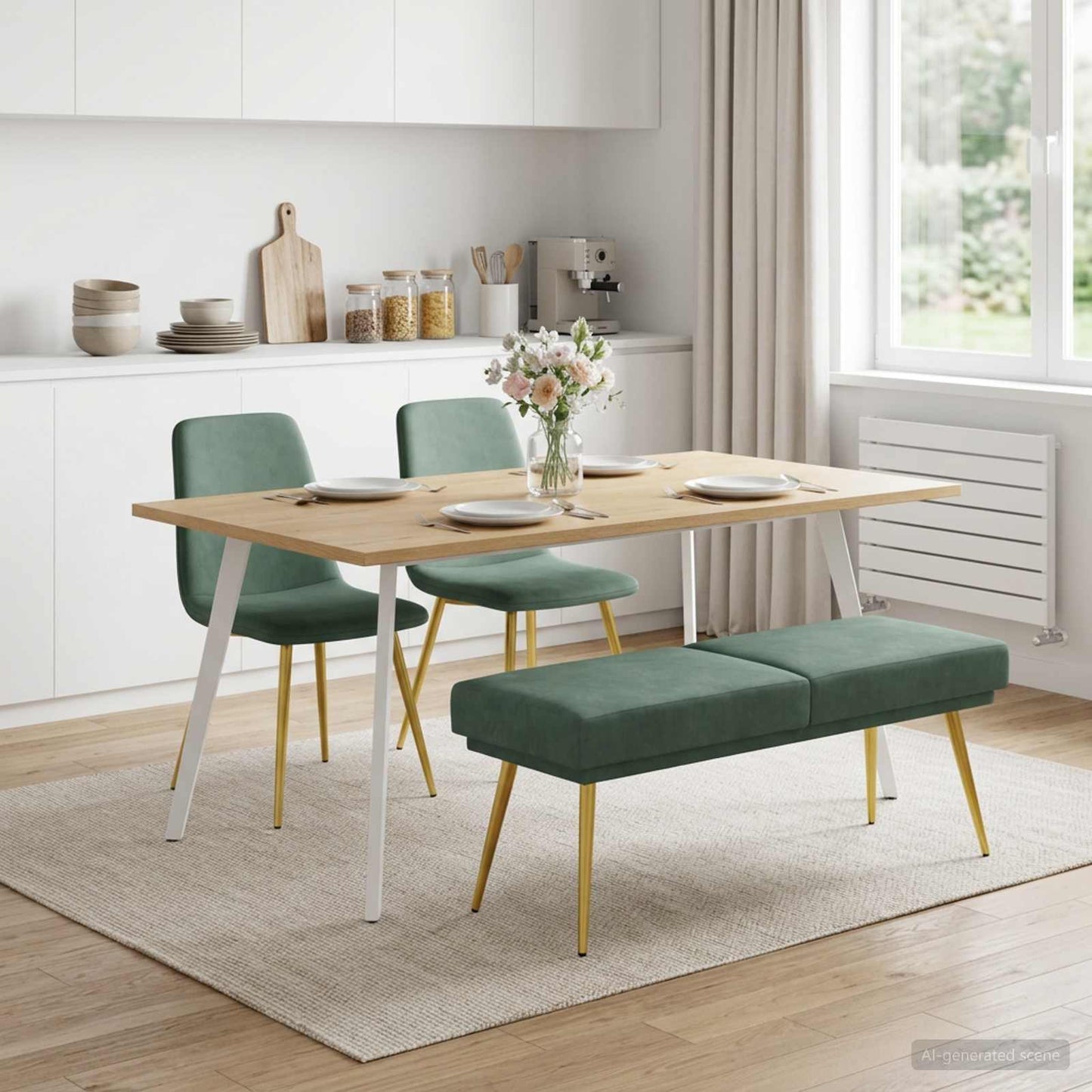Dobbeltlagret bænk Havgrøn 120 x 45 x 46 cm Fløjl