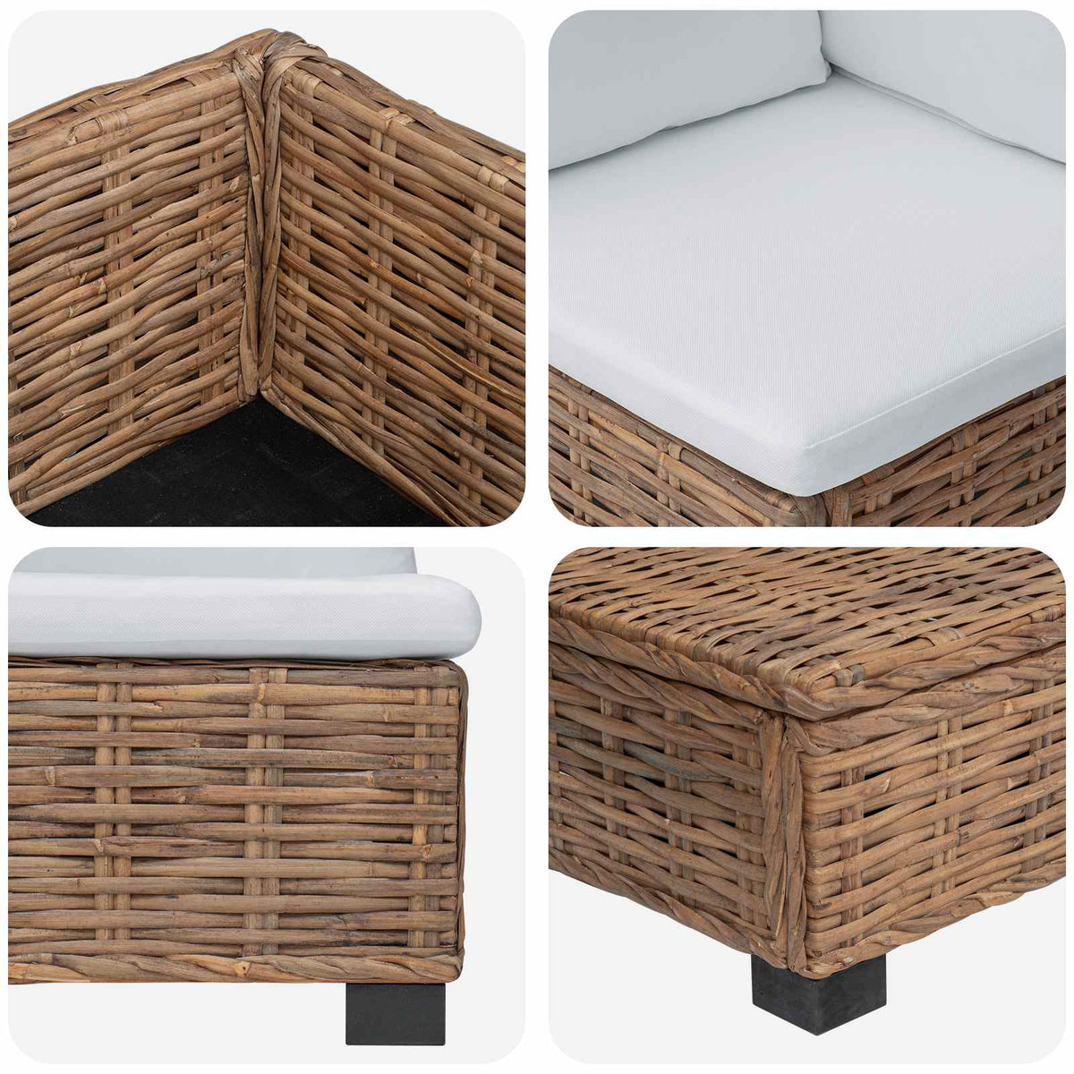 4 stk. Rattan Loungesæt med Puder GENDT Naturlig rattan