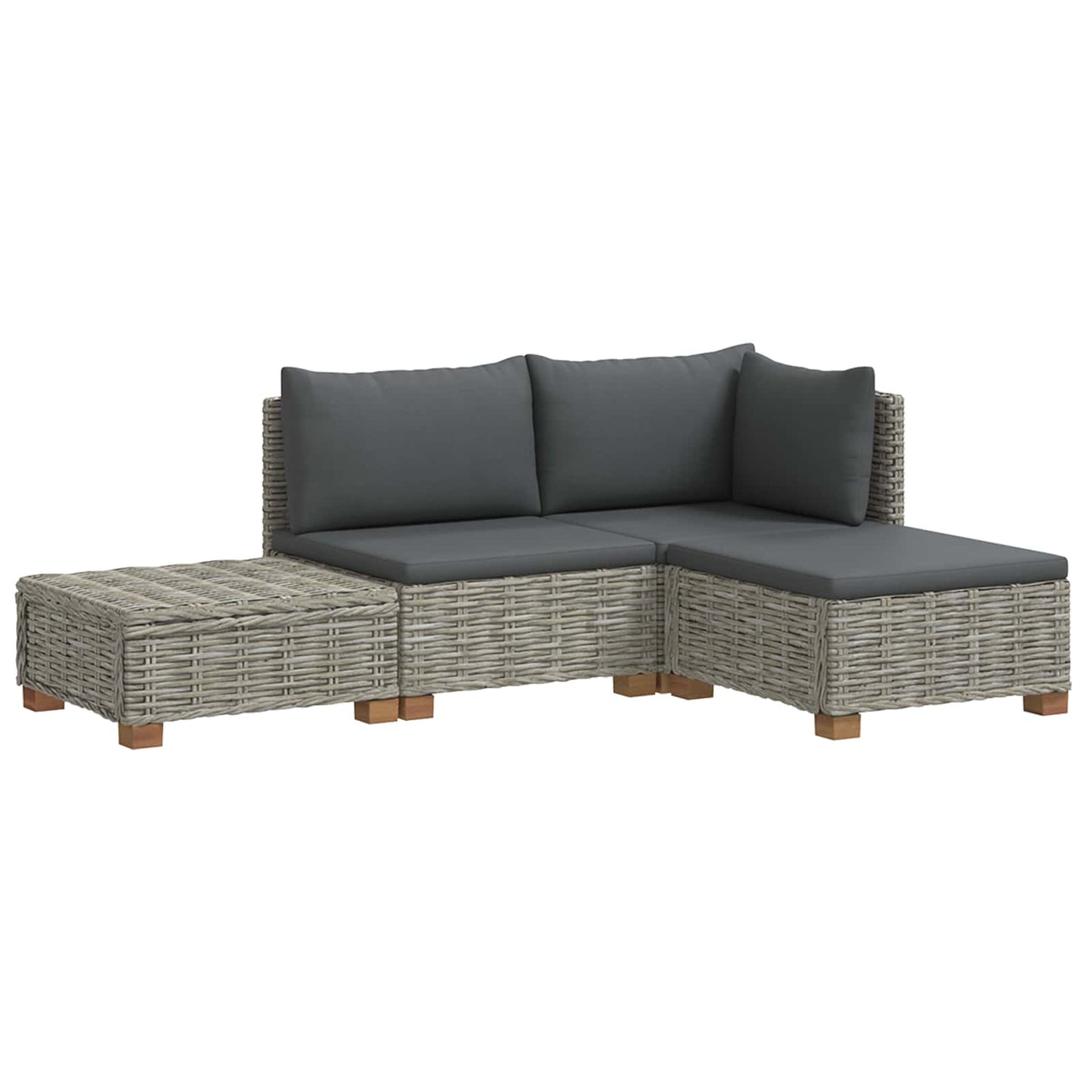 4 stk. Rattan Loungesæt med Puder GENDT Naturlig rattan