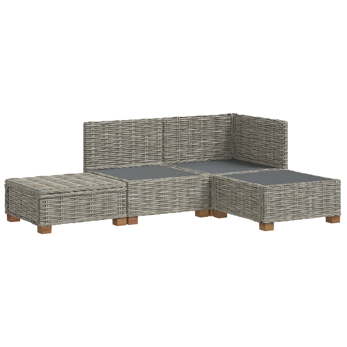 4 stk. Rattan Loungesæt med Puder GENDT Naturlig rattan