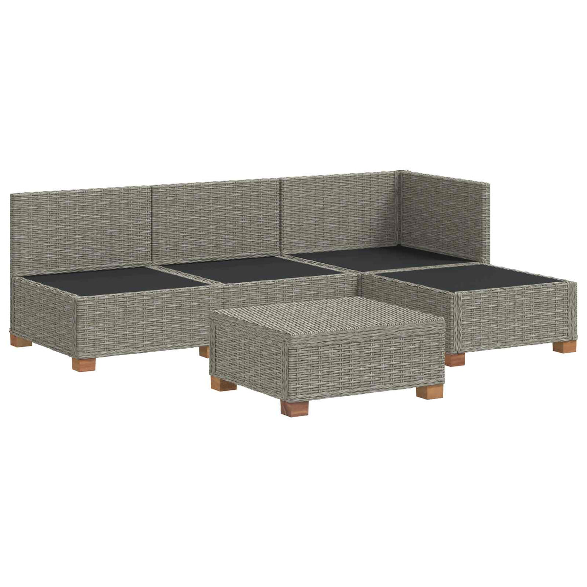 5 stk. Rattan Loungesæt med Puder GENDT Naturlig rattan