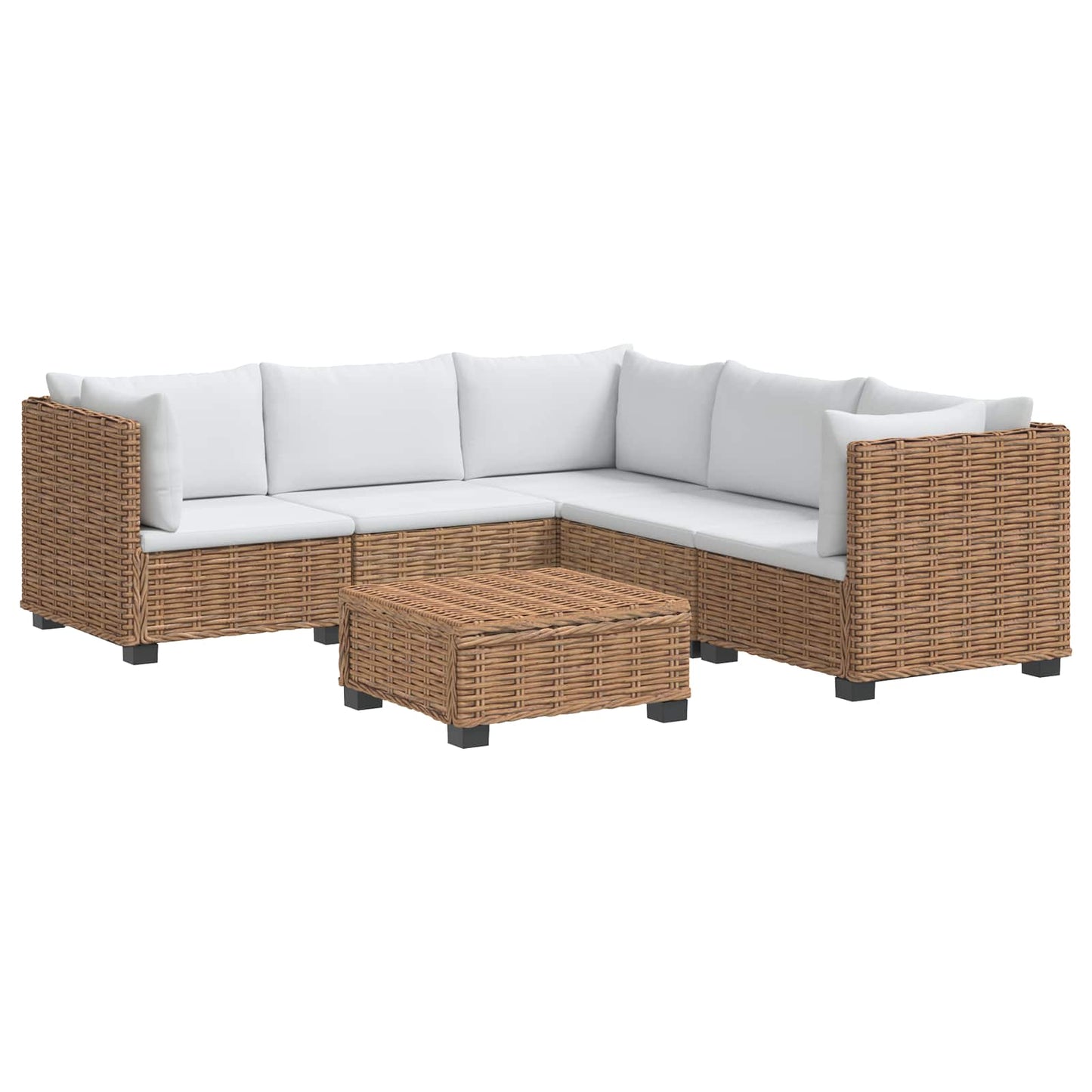 6 stk. Rattan Loungesæt med Puder GENDT Naturlig rattan