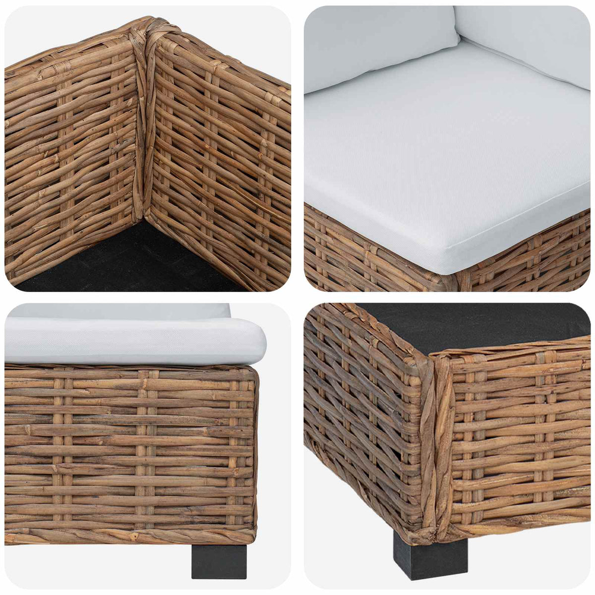 2 stk. Rattan Loungesæt med Puder GENDT Naturlig rattan
