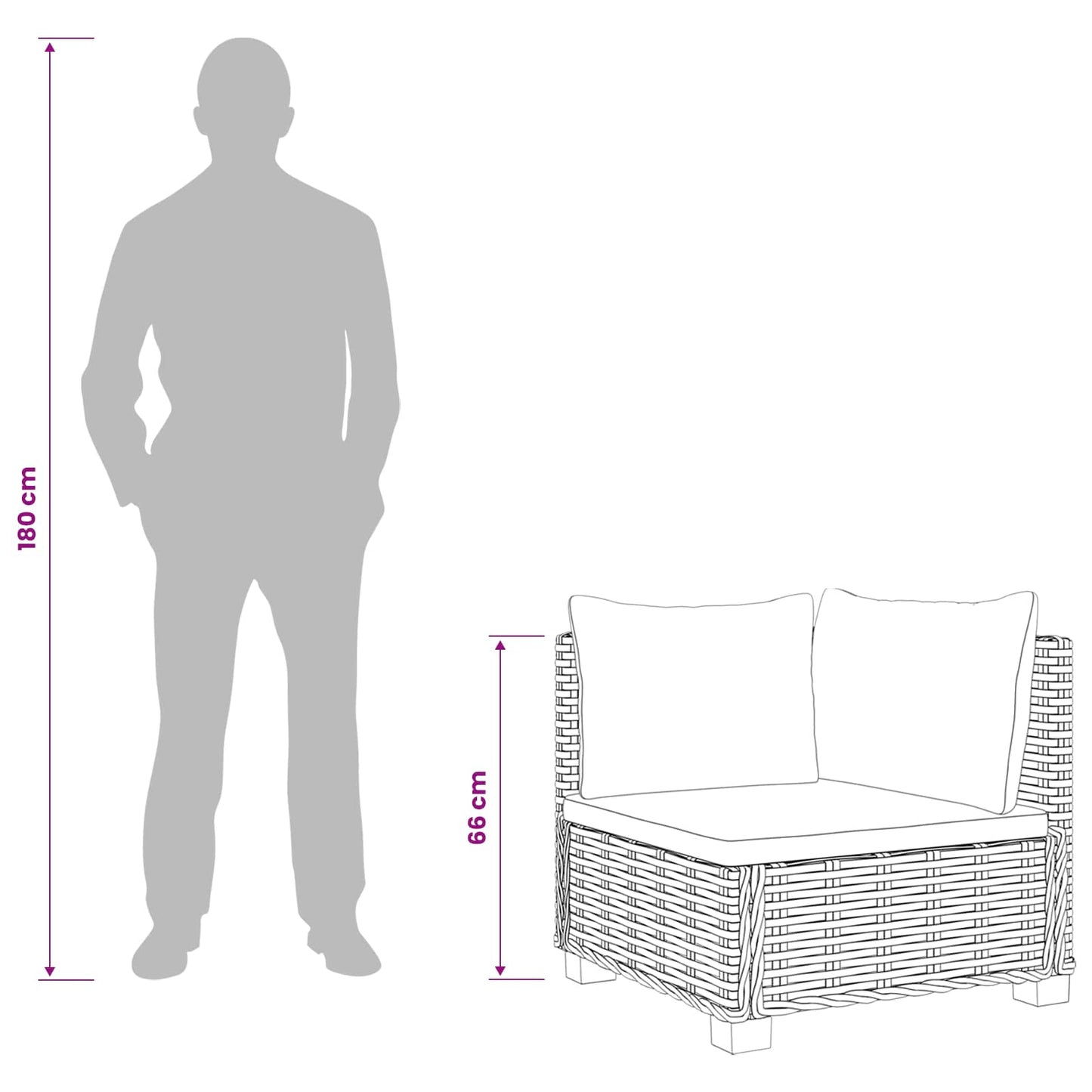 2 stk. Rattan Loungesæt med Puder GENDT Naturlig rattan