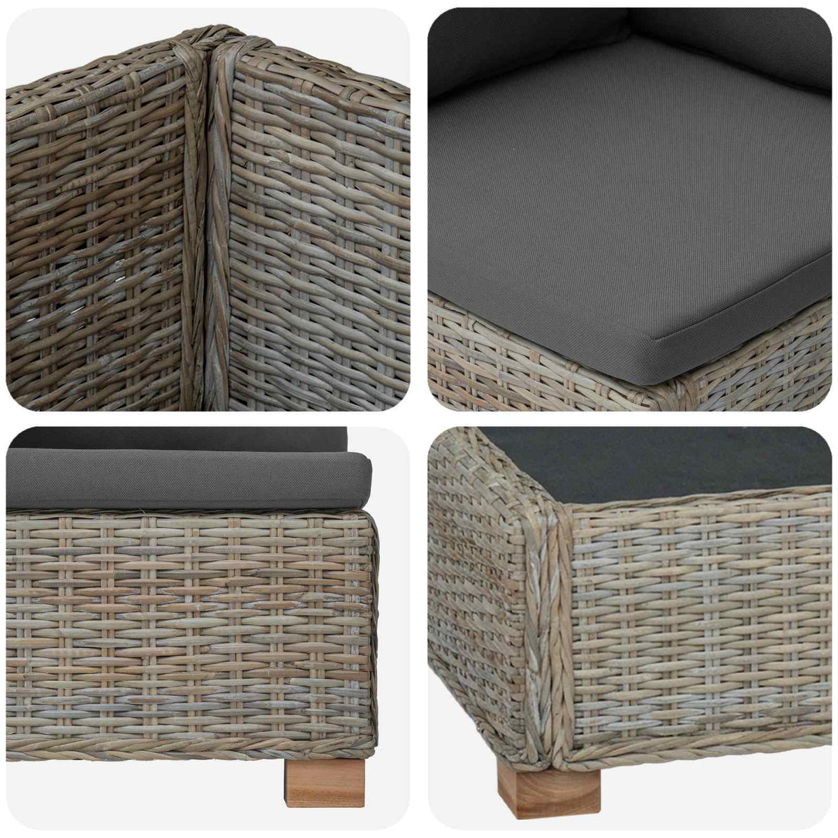 2 stk. Rattan Loungesæt med Puder GENDT Naturlig rattan