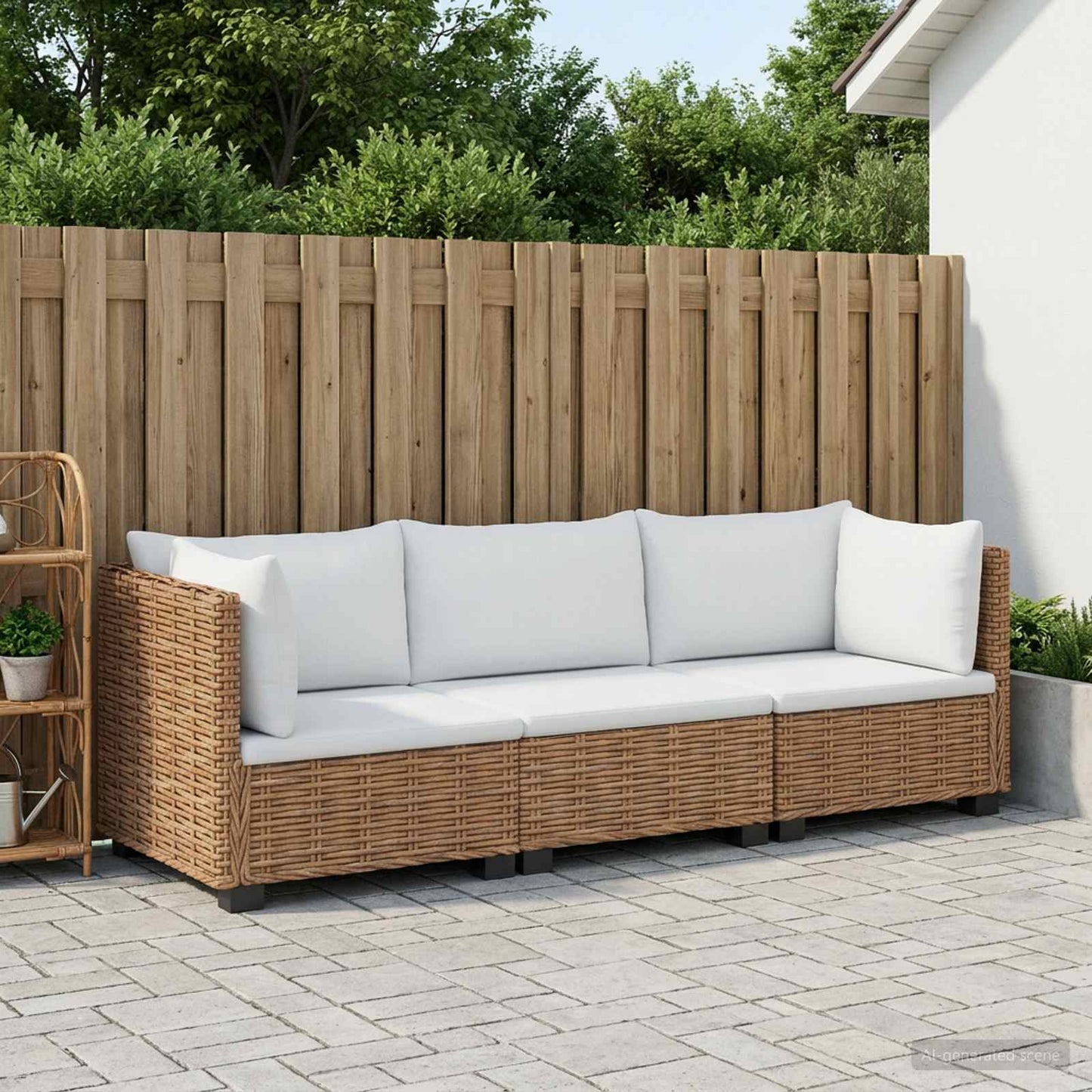 3 stk. Rattan Loungesæt med Puder GENDT Naturlig rattan