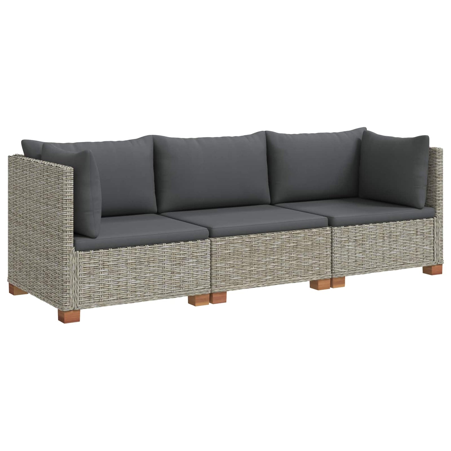 3 stk. Rattan Loungesæt med Puder GENDT Naturlig rattan