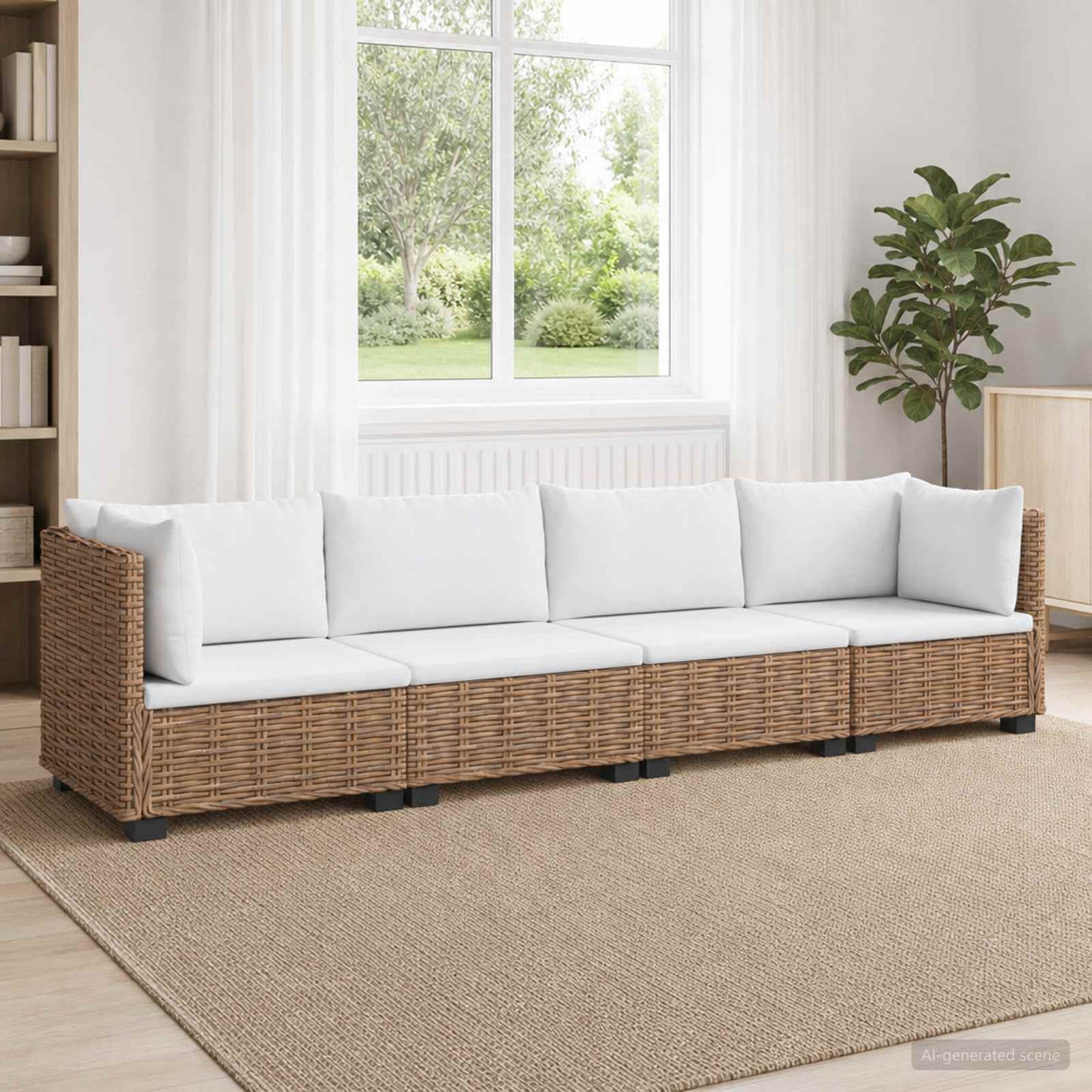 4 stk. Rattan Loungesæt med Puder GENDT Naturlig rattan