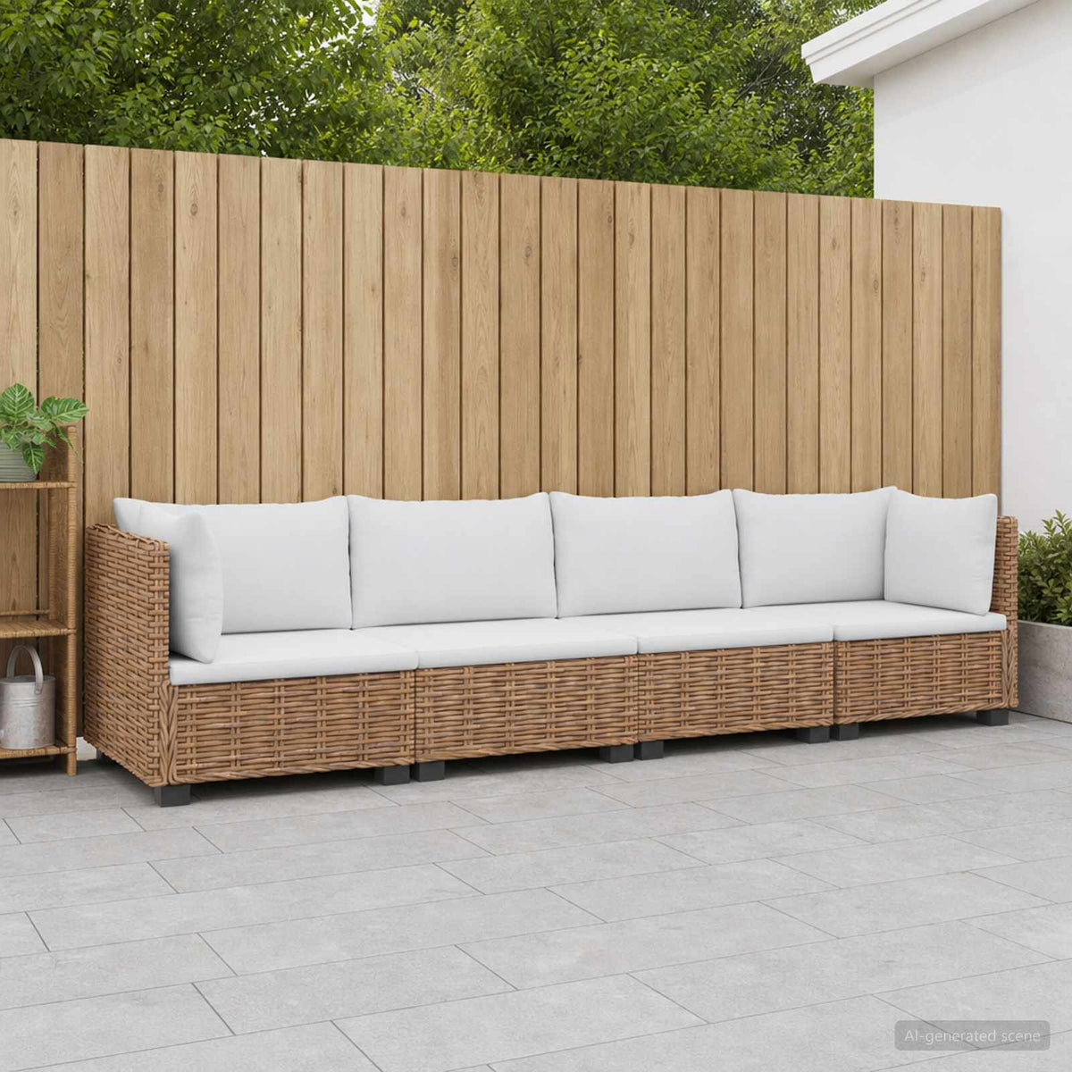 4 stk. Rattan Loungesæt med Puder GENDT Naturlig rattan