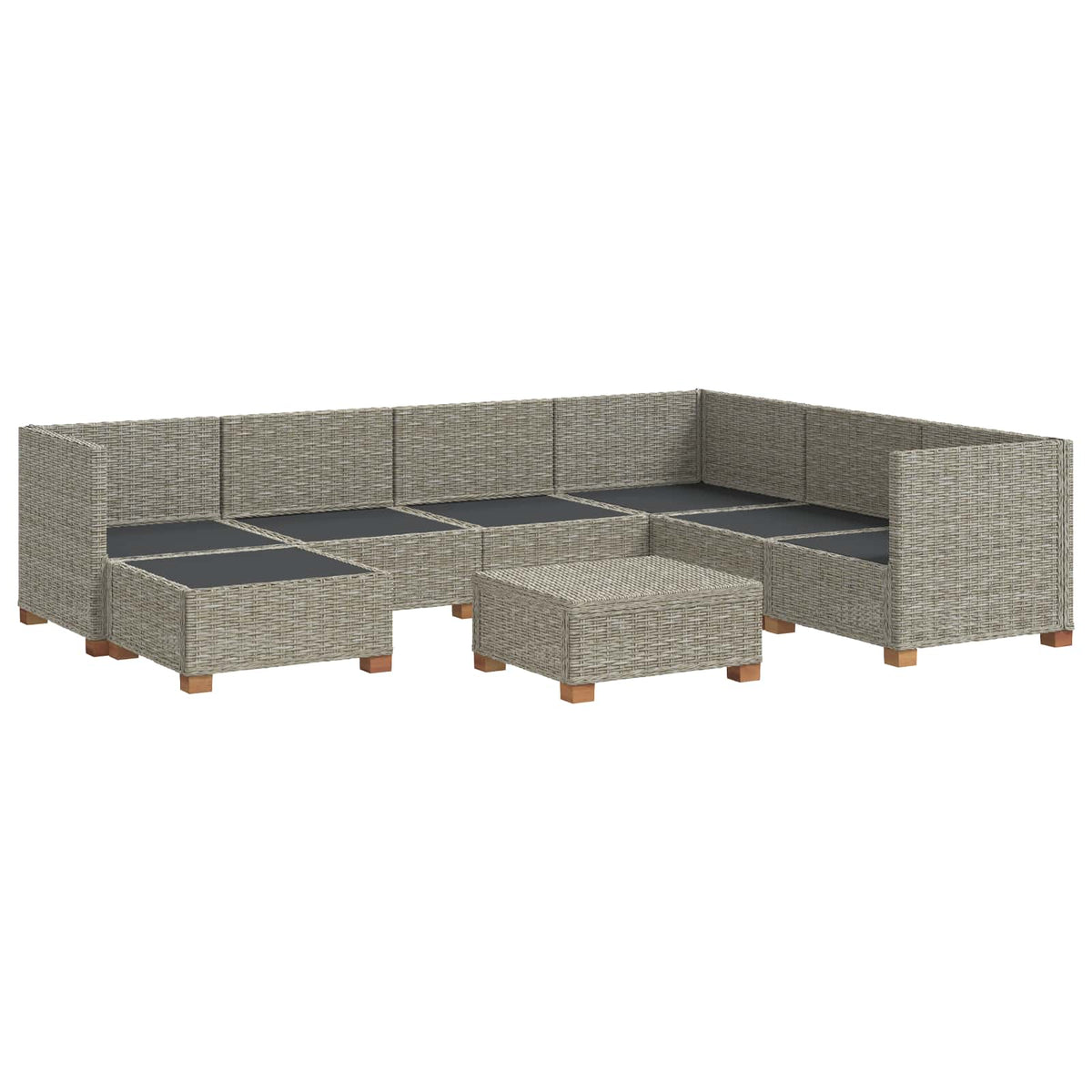 8 stk. Rattan Loungesæt med Puder GENDT Naturlig rattan