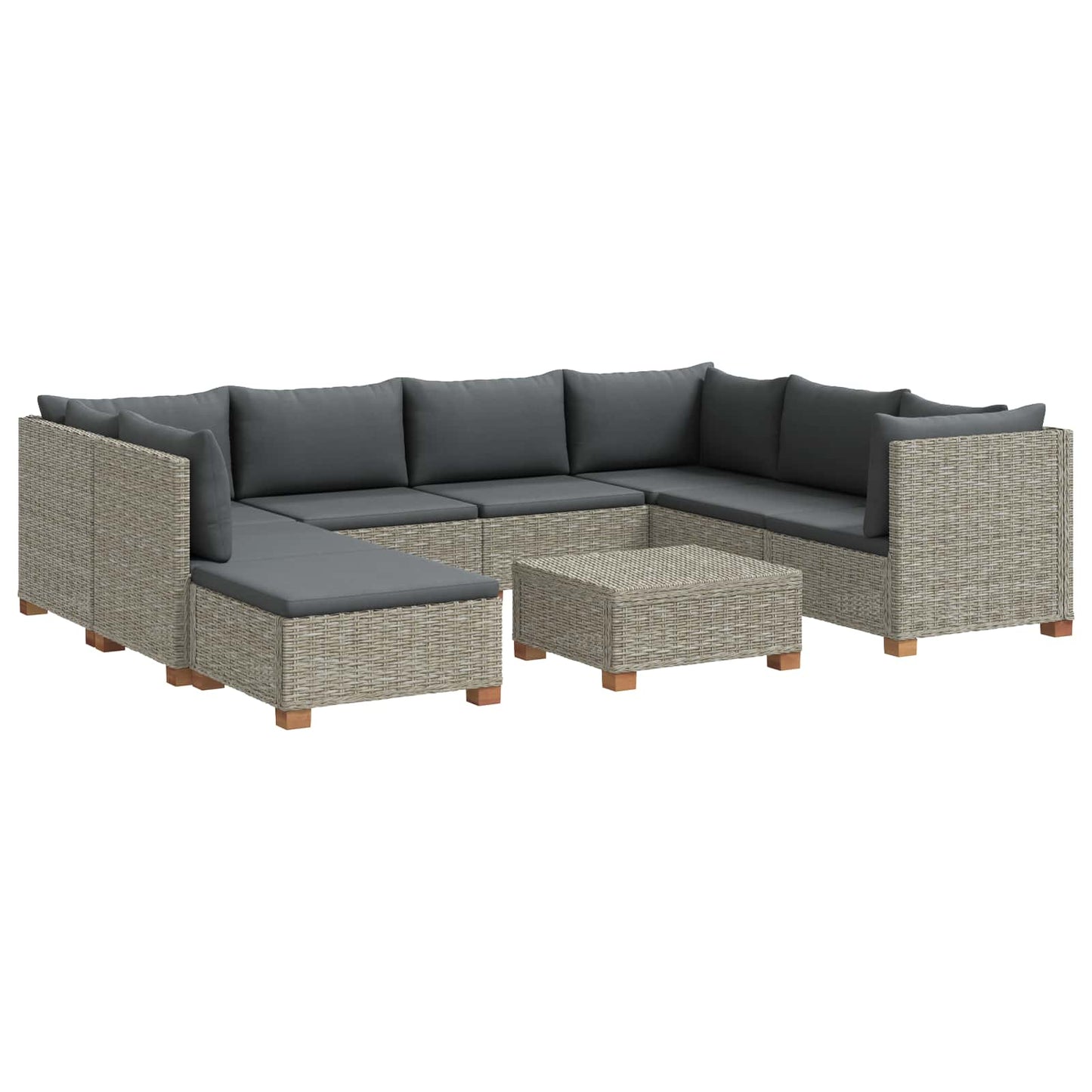 9 stk. Rattan Loungesæt med Puder GENDT Naturlig rattan