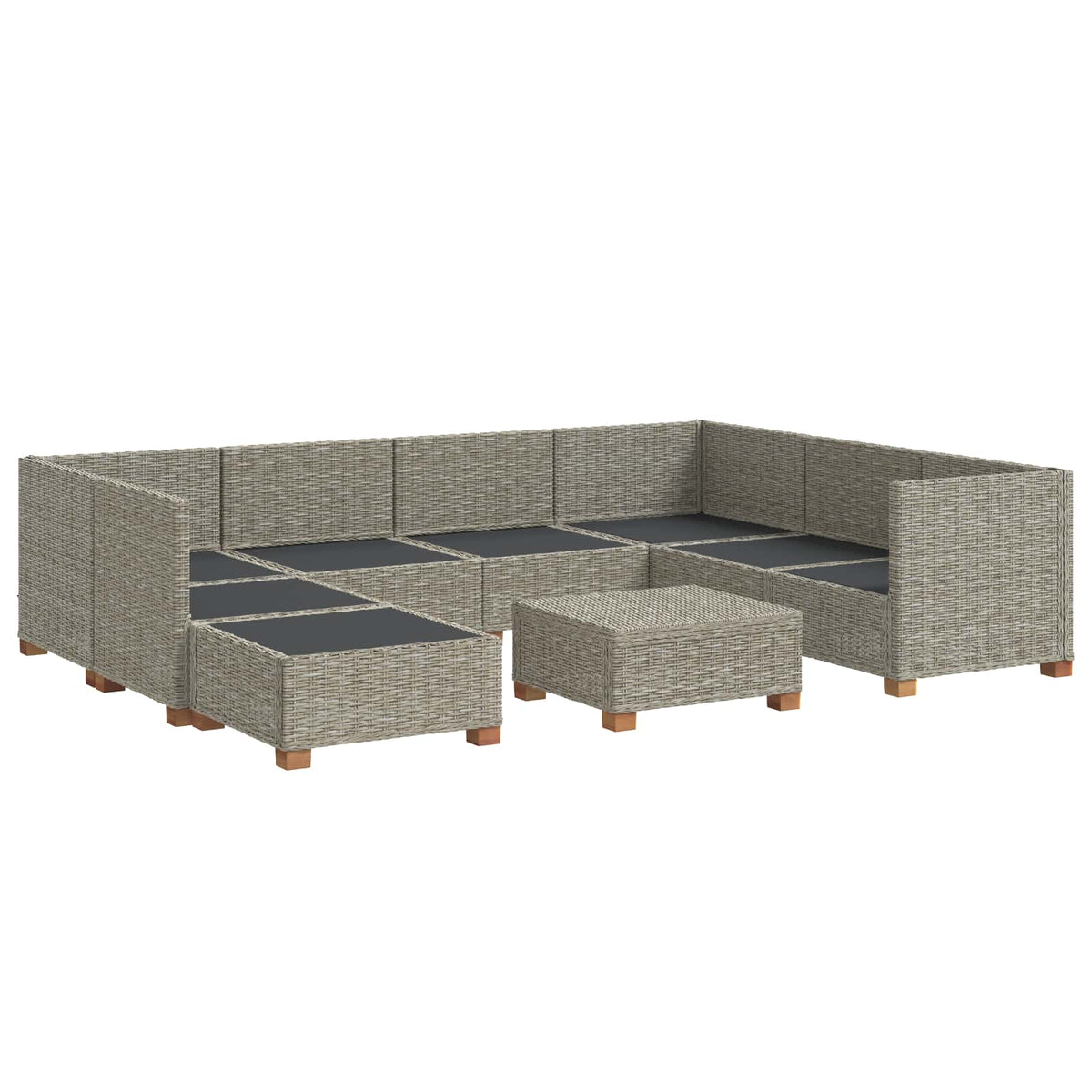 9 stk. Rattan Loungesæt med Puder GENDT Naturlig rattan