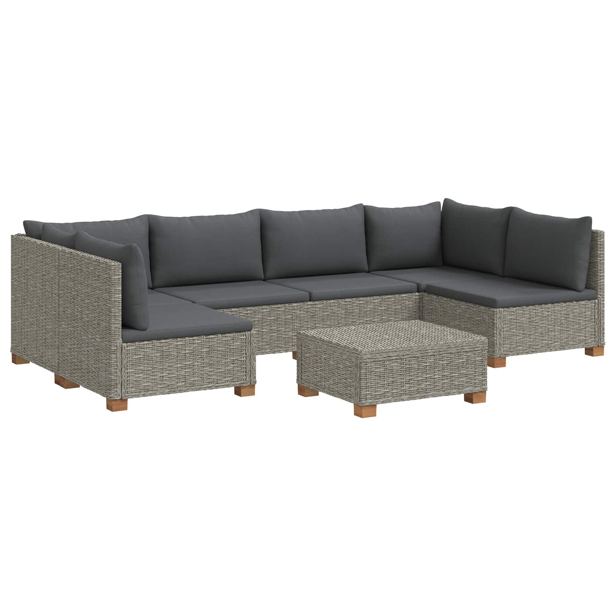 7 stk. Rattan Loungesæt med Puder GENDT Naturlig rattan