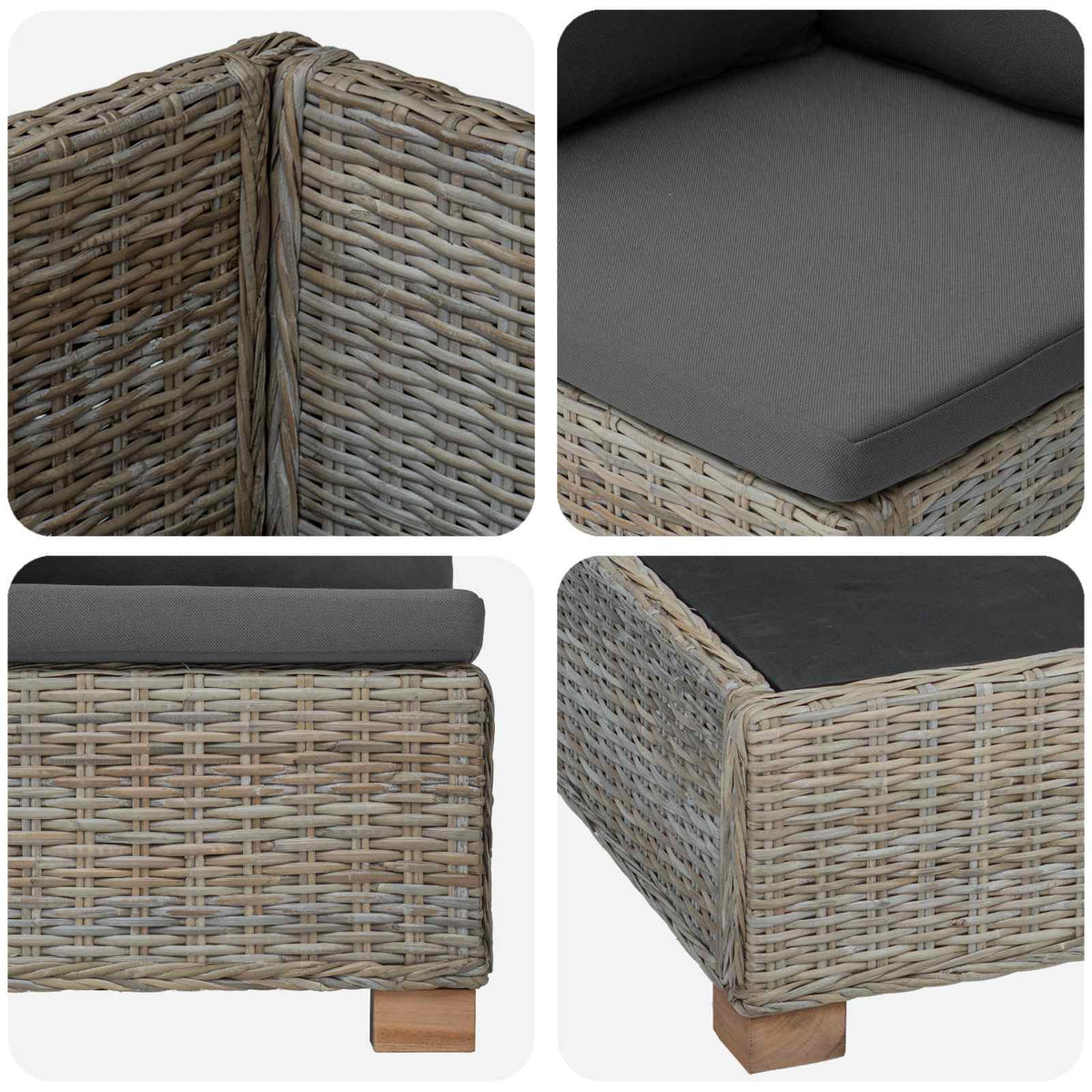 5 stk. Rattan Loungesæt med Puder GENDT Naturlig rattan