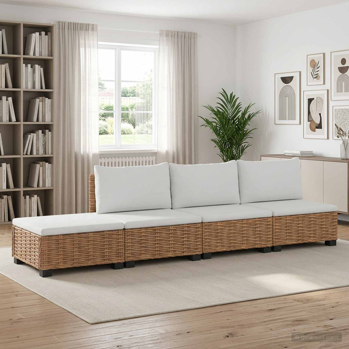 4 stk. Rattan Loungesæt med Puder GENDT Naturlig rattan