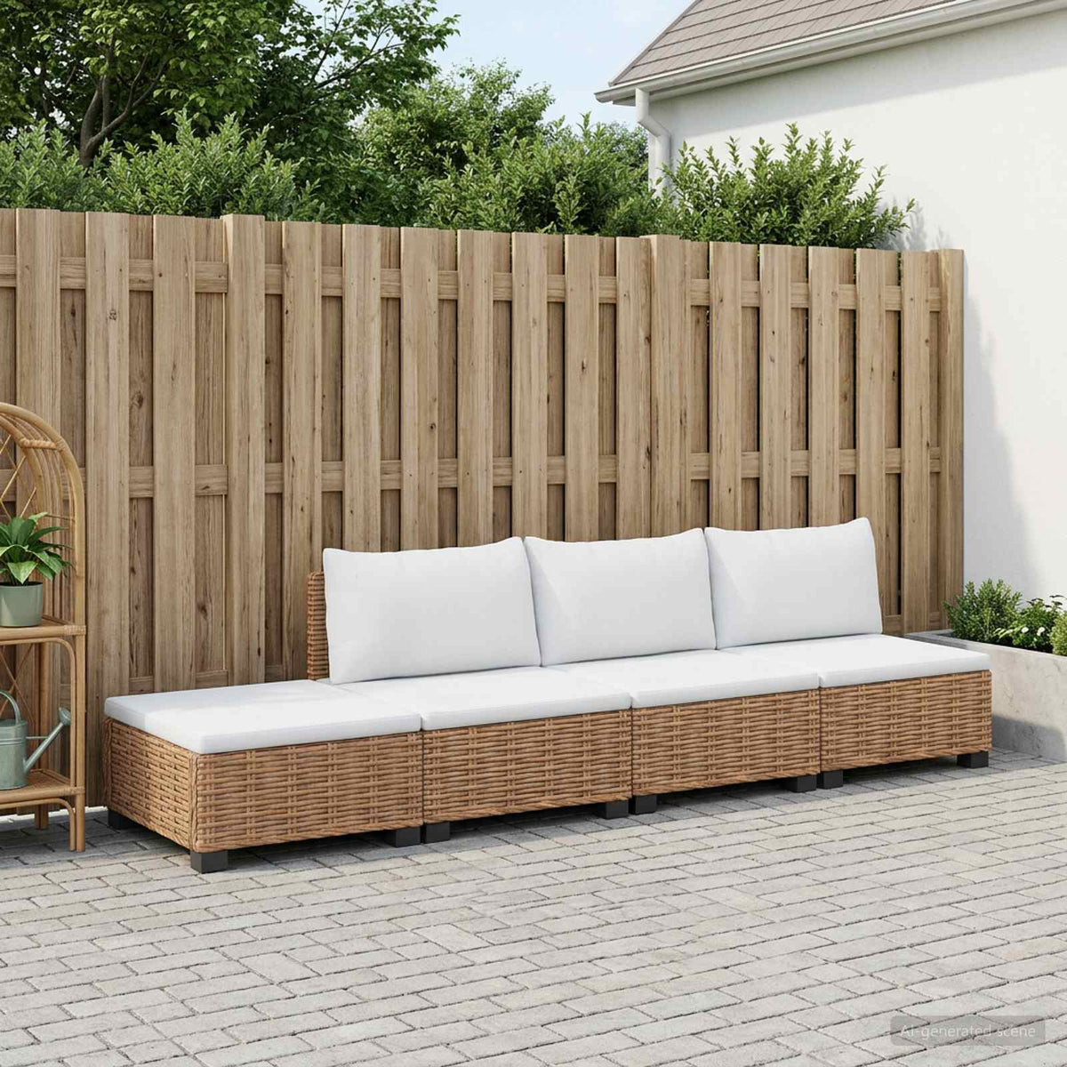 4 stk. Rattan Loungesæt med Puder GENDT Naturlig rattan